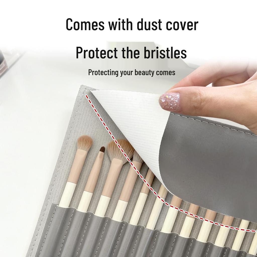 Portable Foldable Makeup Brush Case - Holds Individual Brushes & Sets, Dustproof Storage
