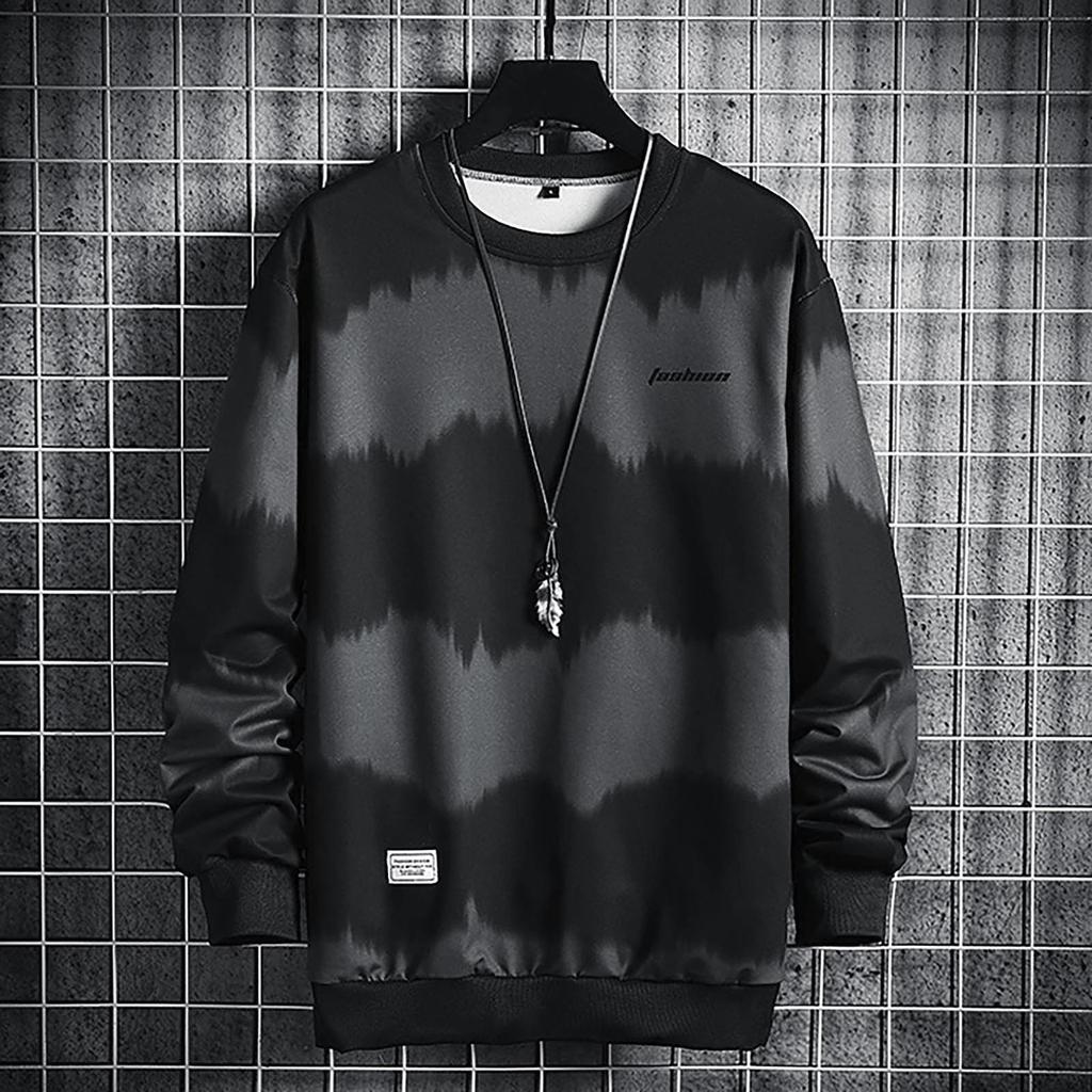 Herren Neu Streifen Bluse Lässig Mode Langarm Oberteil Hemd Pullover