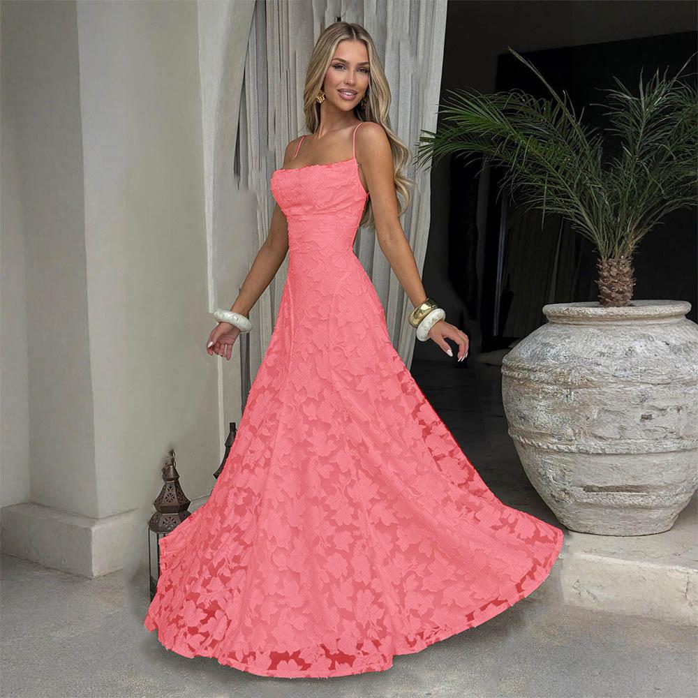 Elegantes rückenfreies Spitzen-Slip-Abendkleid für Damen