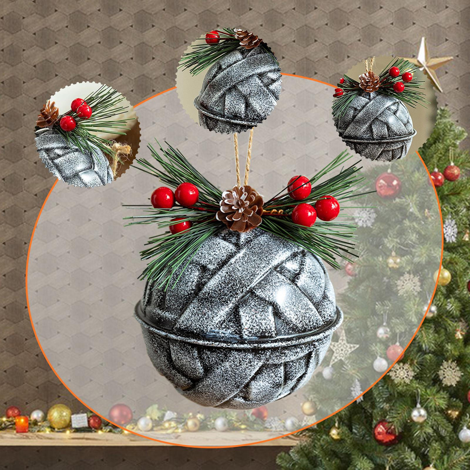 

Bell Christmas Hanging Ornament Decoration Iron Charm Pendant for Hotel Restaurant Wreath белый