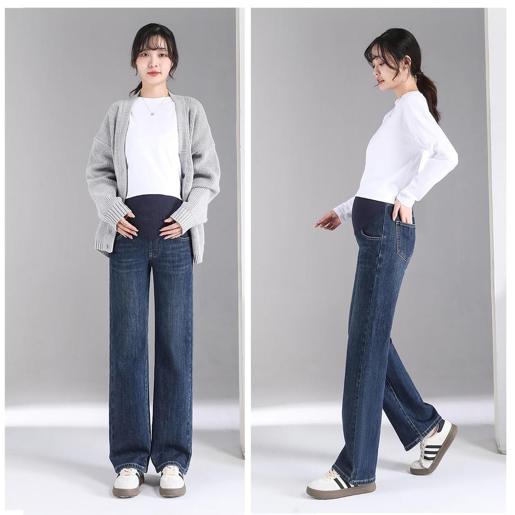 Maternity Wide Pregnancy Waist Includes Body Leg Beautiful Look [Onabebi] Pants, Pants, Jeans, Pants, Adjustment, Pockets, Coverage, Lengthening,