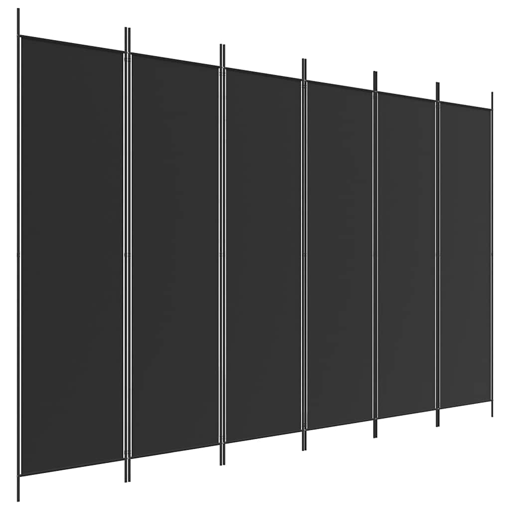 Vidaxl 6-Panel Room Divider, Black, 300X200 Cm, Fabric