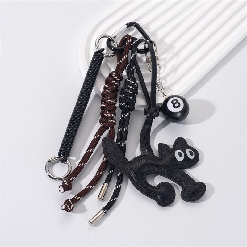 Colgante para Bolso Vintage Cuero PU Gato Para Hombres Mujeres Llave de Coche Colgante de Chocolate Animales Adorno Colgante Colgantes para Mochila