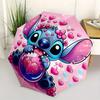 Stitch, Heart Themed Automatic Opening and Closing Folding Umbrella, 8-rib Windproof, Compact Travel Design, Suitable for All Occasion | Fas