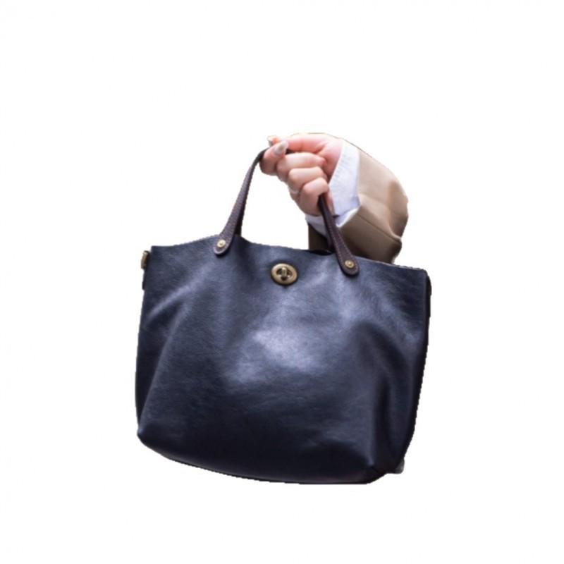 New First-layer Tree Paste Vegetable Tanned Cowhide Retro Fashionable Genuine Leather Women's Bag Large-capacity Portable Single-shoulder Crossbody