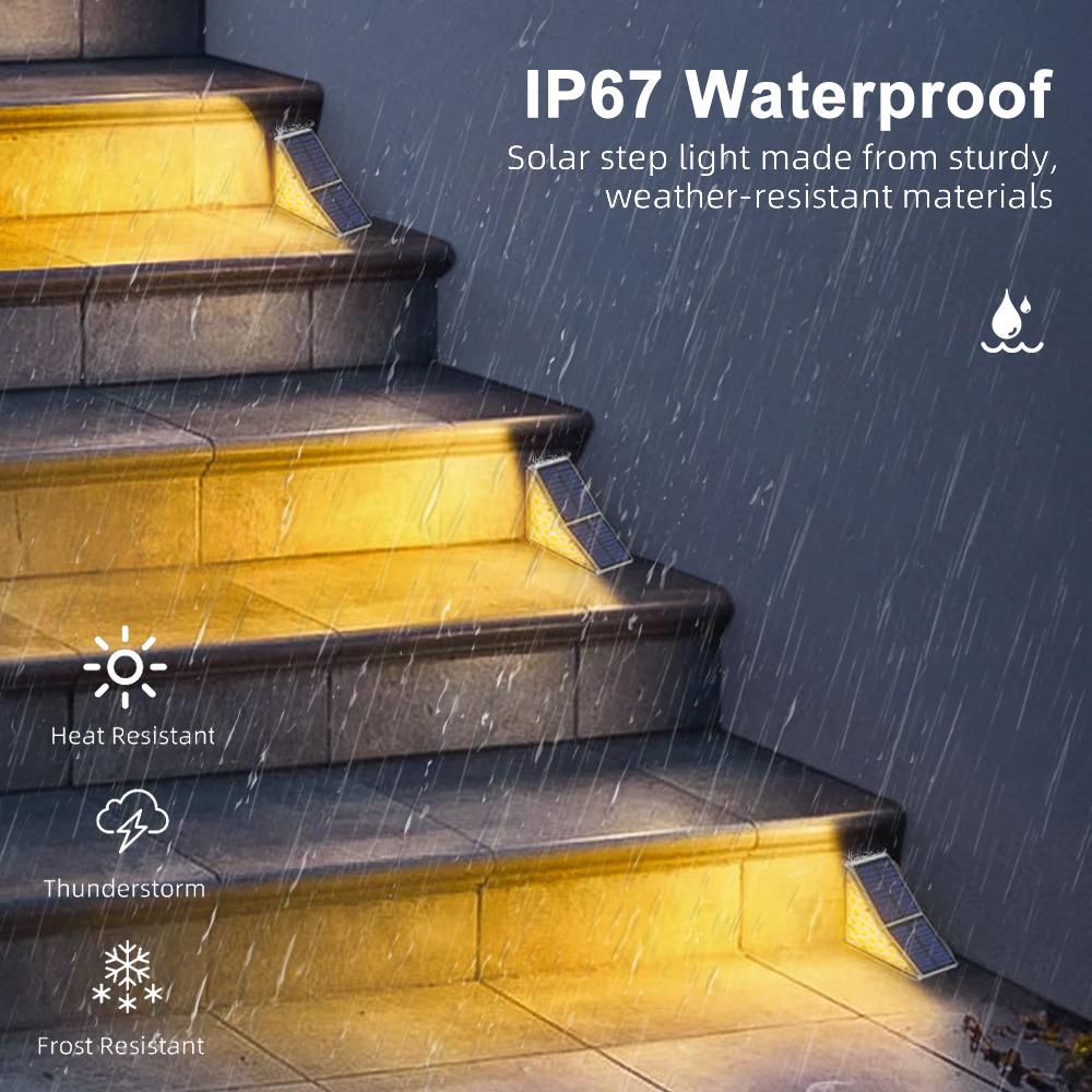 1-6PC Solar Stair Lights Outdoor 19LED Solar Step Wall Lights Waterproof Solar Powered  Light Deck Step Front Porch Backyard