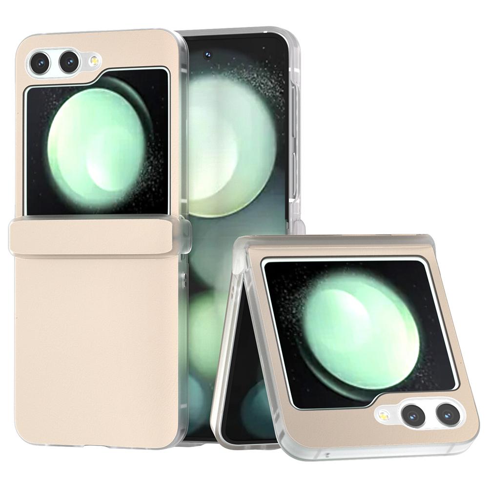 For Samsung Galaxy Z Flip5 5G Case Hinge Protection Leather+PC Anti-Slip Phone Cover