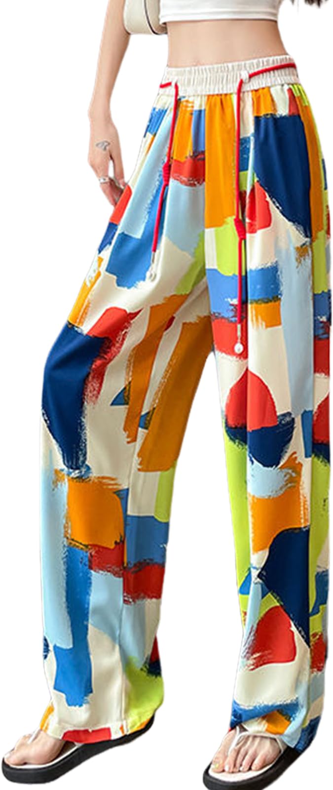 

Colorful pants for relaxed air beautiful [newNE] women, resort, pants, casual, stylish, pants, legs, wide, multi-color, 5S-W12-MLM