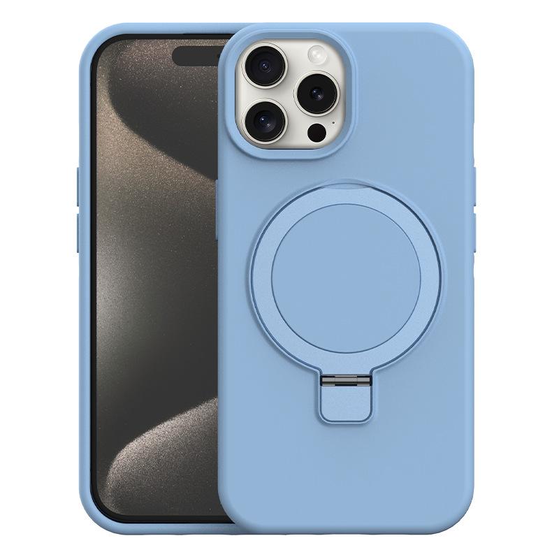 Applicable to iPhone16promax liquid silicone mobile phone case large hole Apple 15 all-inclusive anti-drop solid color mobile phone case