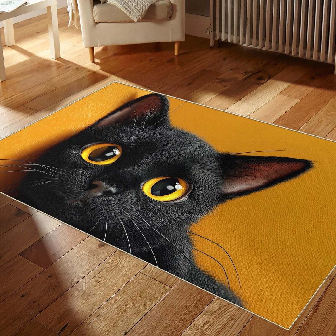 

Cute Cat Carpet Illustration Oil Painting Style Cat Living Room Bedroom Carpet Couple Black White Cat Door Mat Decoration Rug 40x60cm