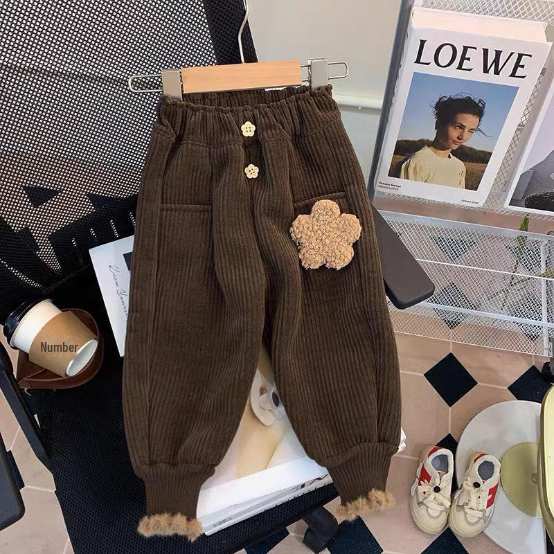 

Модні вельветові штани з леопардовим принтом для дітей - Теплий та стильний зимовий одяг 120 cm