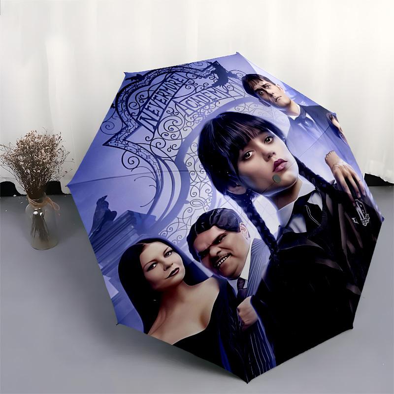 Nevermore Academy, Addams Family- Automatic Opening and Closing, 8-rib Structure Portable Umbrella, Suitable for Men and Women in All Season