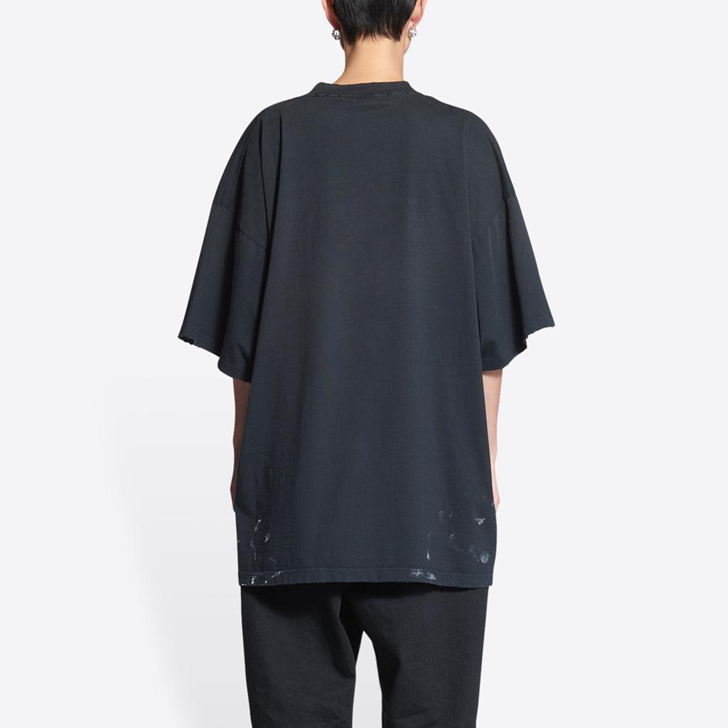 Balenciaga Metallica Short Sleeve T-Shirt Oversized Fit 'Black Orange' Men's 694576TMV880105