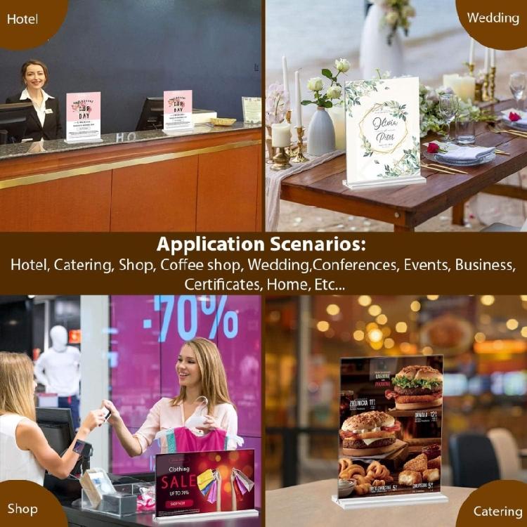 Acrylic Poster Display Stand Double Side Clear Display Stand for Poster T Shape Sign Holder for Restaurant Retail Shop