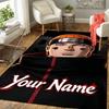 Custom 1Pc Anime Ninja Custom Name Portrait Flannel Personalized Rug Non Slip Floor Mat Soft Carpet for Living Bedroom Office Home Decor Gift