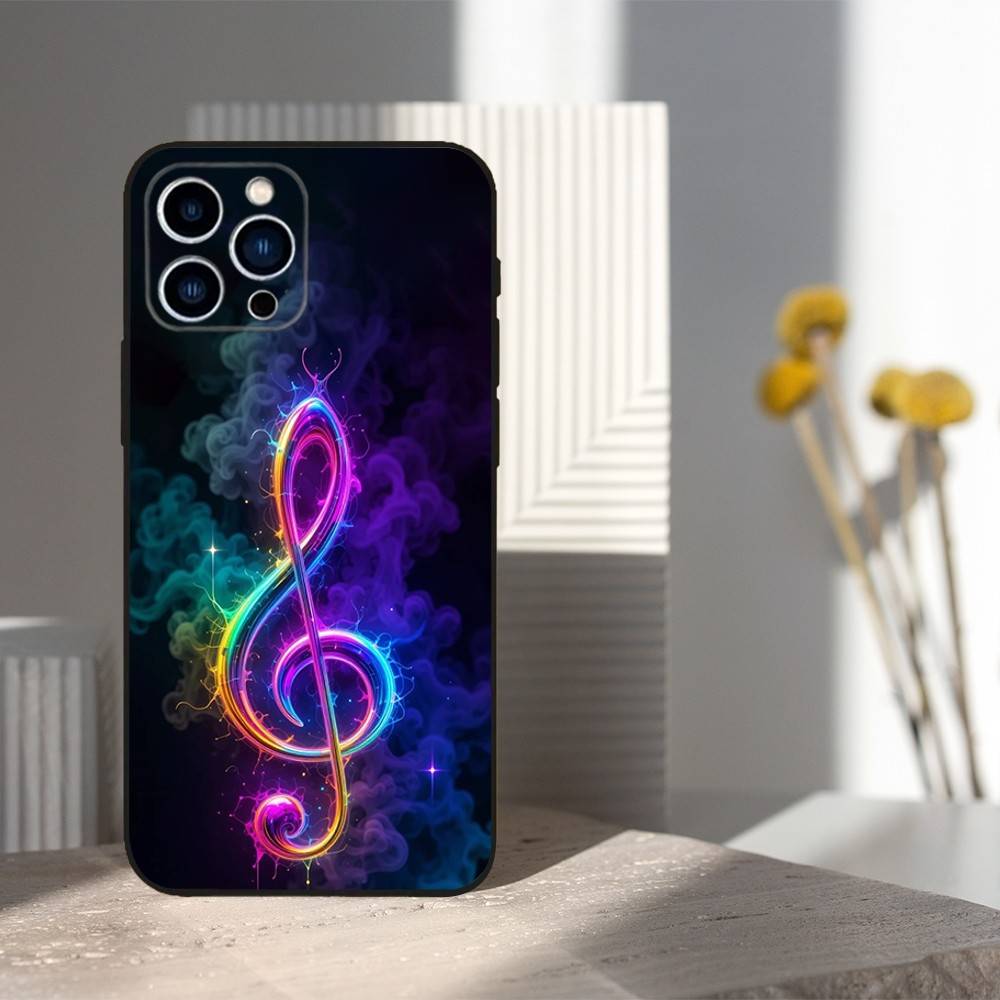 

Music Art Treble Clef Phone Case For iPhone 15,14,13,17,16,12,11,Plus,Pro Max,XS,X,Mini,8,7,XR,SE,Soft Silicone Black iPhone12mini