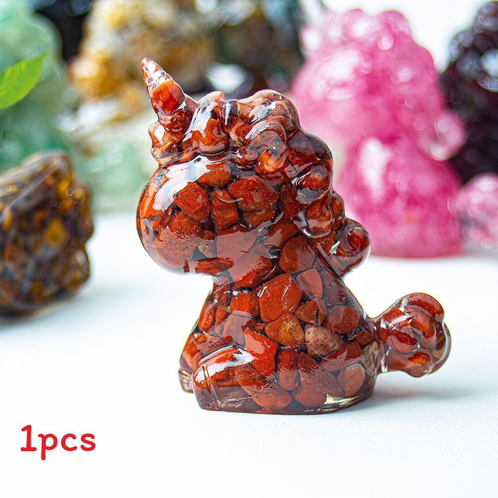 Unicorn Resin Figurine With Handcrafted Crystal Texture For Home Decor And Giftgiving
