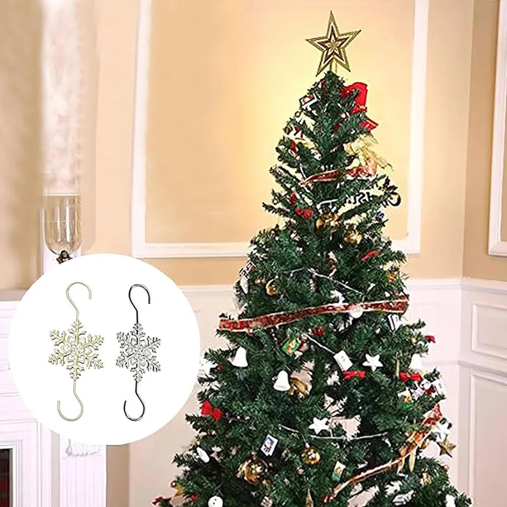 Runtow 10pcs Christmas Snowflake Hook 2025 Merry Christmas Decor for Home Christmas Tree Ornaments Xmas Navidad Gifts New Year