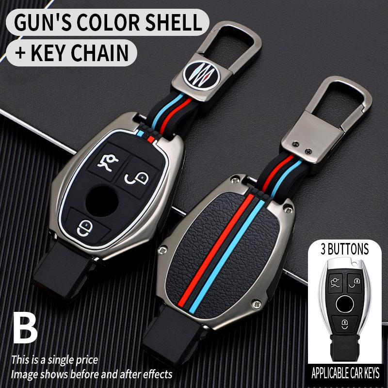 Zinc Alloy+Silicone Full Cover Car Key Case for Mercedes Benz A B C E Class GLS GLA GLK GLC CLS CLA AMG W204 W205 W212 W463 W176