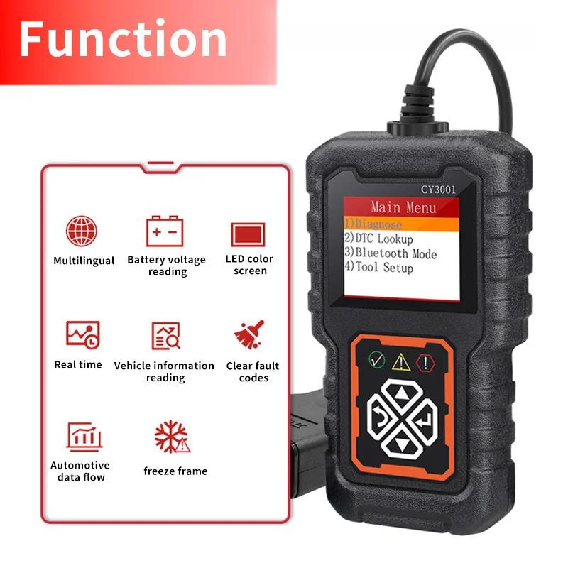 OBD2 Scanner Live Data Professional Automotive Fault Detection Device CY3001 Reading Card Engine Detection Tool Elm327