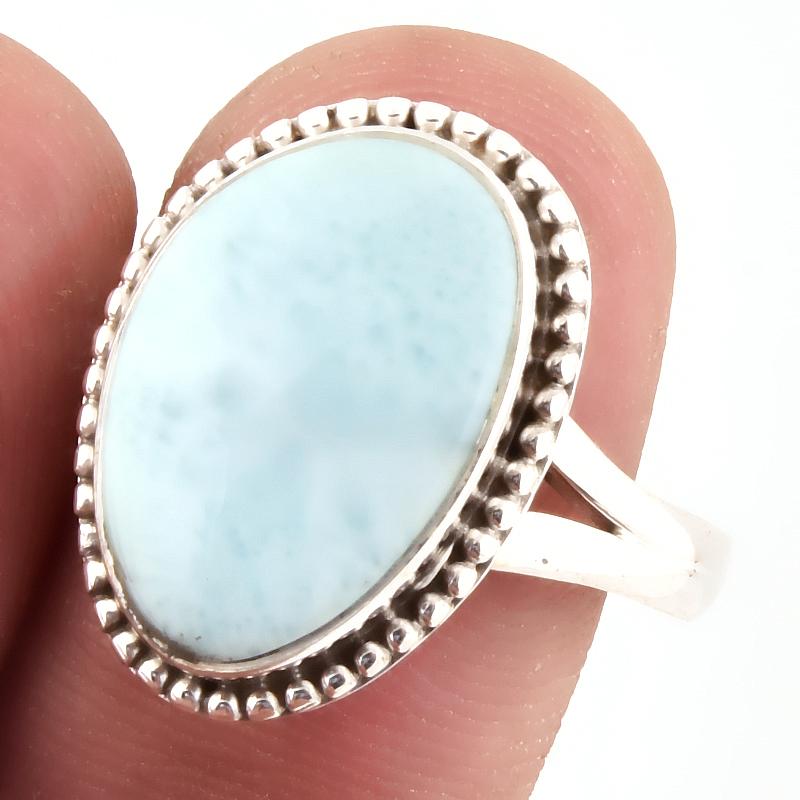 

Natural Republic Larimar Gemstone Handmade 925 Sterling Silver Ring S.9 O7n29