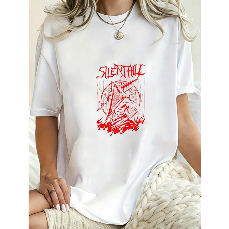 T-shirt Oversize Nera Silent Hill Logo Rosso e Grafica per Abbigliamento Casual e Fan di Videogiochi