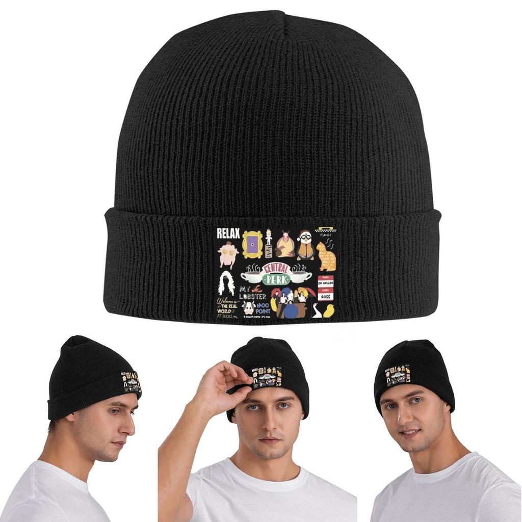 Unisex Funny Friends Collage Warm Knitted Cap Winter Knit Bonnet Hat Skullies Beanies Hip Hop Caps for Unisex