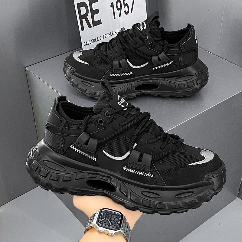 2025 Spring Men's Mesh Thick-soled Heightening Dad Shoes Fashionable Breathable Sports Shoes Trendy Casual Men's Shoes