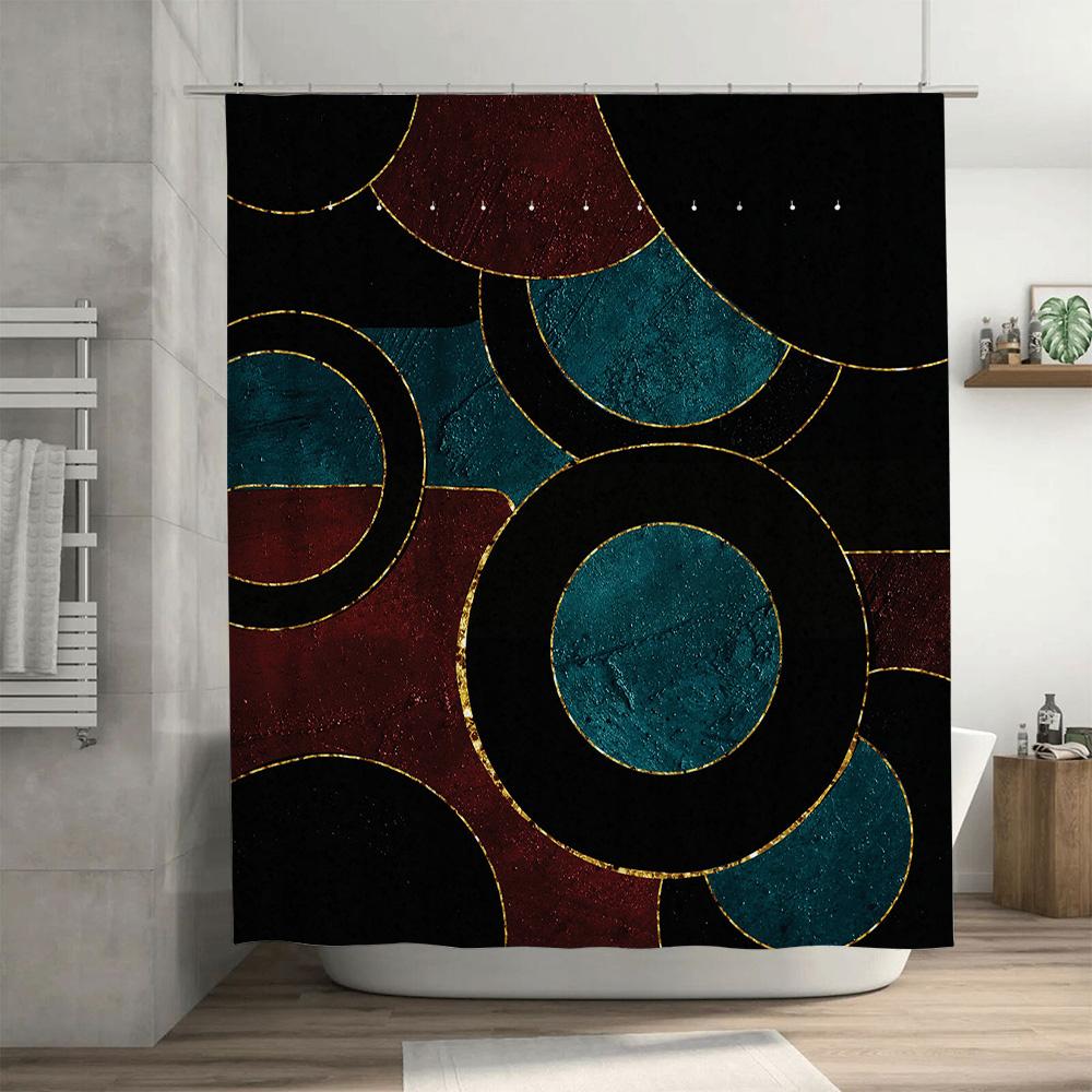 Luxury 3D Waterproof Bath Shower Curtain Fabric Decorative for Home Bathroom Decoration Waterproof Wall Covering Circle Pattern