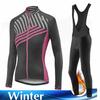 Velvet Warm Cycling Suit Set Women Fashion Long Sleeves Cycling Jersey Set Thermal Fleece Female MTB Road Bike Mallot Ciclismo Hombre