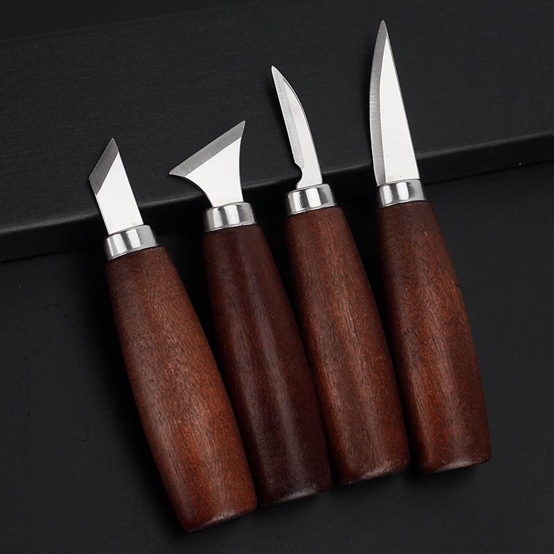Stainless Steel Wood Carving & Whittling Knife Set - Curved Spoon Carver Included