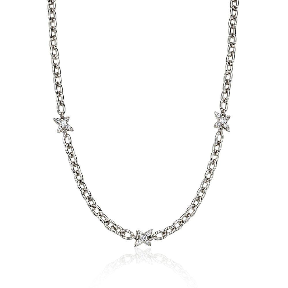 Nova Silver (W) Pave Link Station Necklace Hl1N54119W9430
