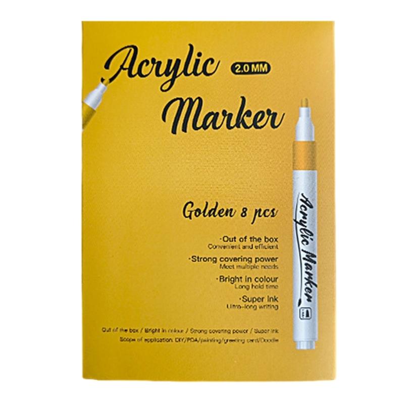 9 Stück Acrylfarbmarker mit Metallic-Finish, wasserfestes Schichtdesign für Künstler, Nachtskizzieren, Kunststoff-Kunstwerkzeuge