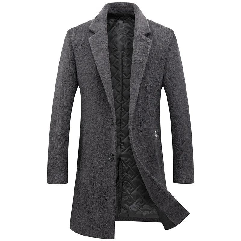 Nové Zimní Pánské Kašmírové Business Casual Kabáty Trenčkoty Pánský Fleecový Hřejivý Vlněný Mix Vysoká Kvalita Pánské Dlouhé Bundy 3XL