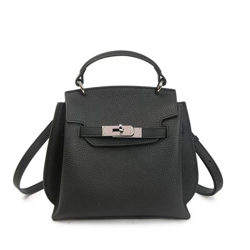 Early Spring New Fashion Niche Design Top Layer Togo Leather Kelly Handbag Shoulder Bag Lock Buckle Elegant Versatile