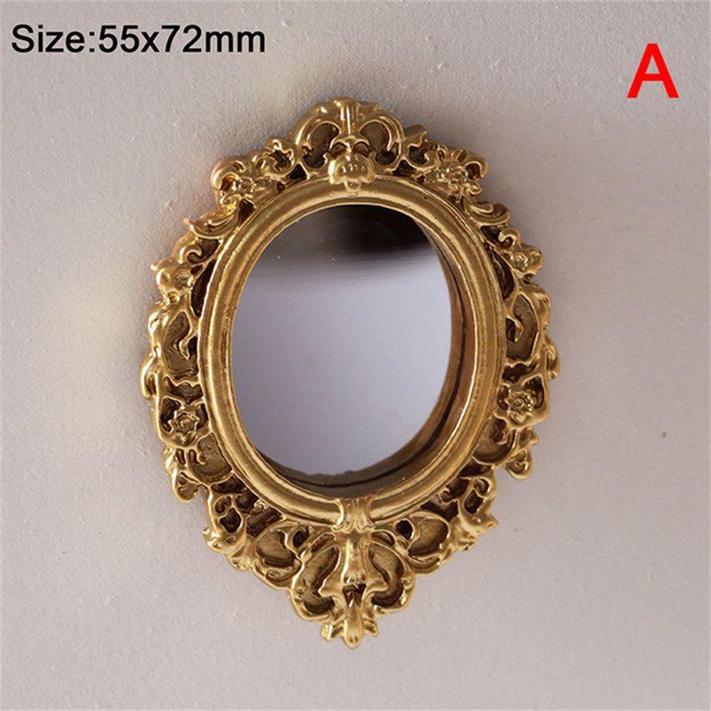 Furniture Miniature Mirror Mirror Doll Wall Room 1/12 Dollhouse House Mirror Miniature Frame Accessories