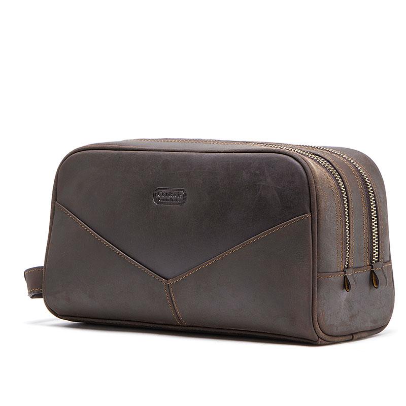 CONTACT'S Taštička na kosmetiku z pravé kůže ve vintage stylu pro muže, kosmetická taštička, cestovní taštička, pánská toaletní taštička, taštička na mytí