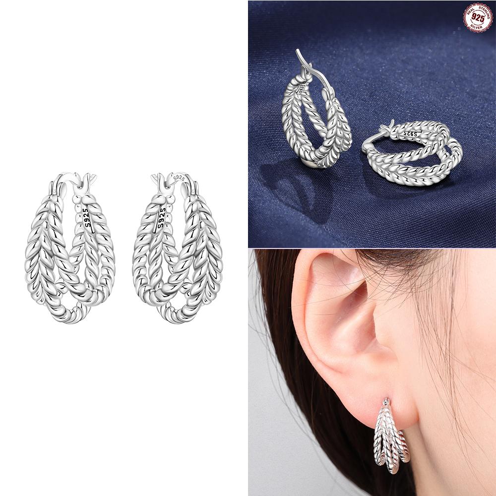 Hoop Earrings 925 Silver Certified Red Bow Heart Zircon Stud Earrings Lady's Anniversary Gift Luxury Jewelry
