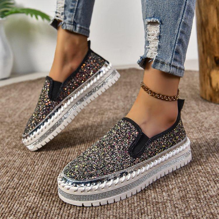 Casual large size sequined casual women's shoes autumn new comfortable platform European and American style single shoes women