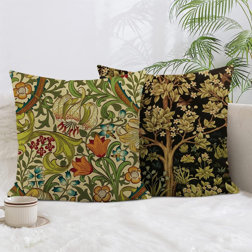 4 Pack William Morris Floral Pillow Covers Double Sided Print Vintage Botanical Cushion Cases Boho Home Decor For Sofa Bedroom