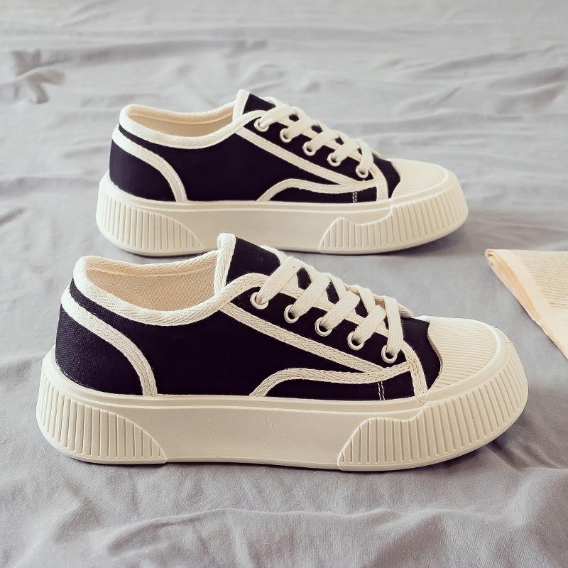Spring and summer new canvas shoes women's platform women's shoes casual board shoes muffin white shoes tide