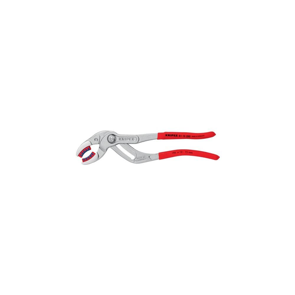 KNIPEX Pipe 250mm with Plastic Chrome Pliers, Long, Jaws, Plastic-Coated Handles, Plated, 8113-250