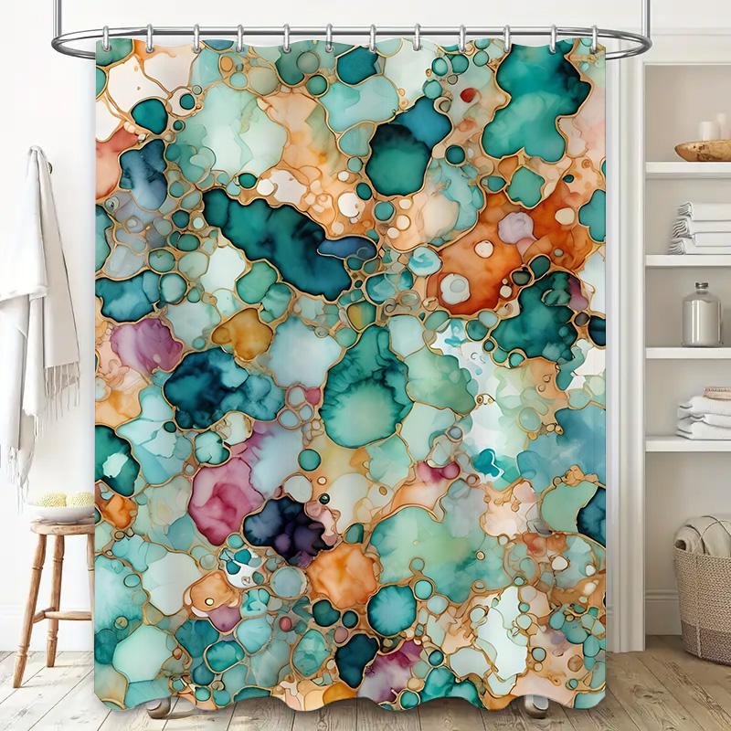Green Blue Gold Red Brown Bath Shower Curtain Waterproof Decorative Printed Polyester Fabric Decoration for Bathroom Accessories