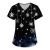 Women's Christmas Print Loose V-Neck Pocket Short-Sleeved Uniform