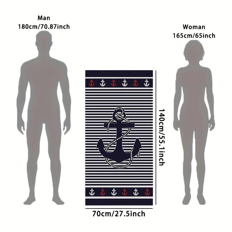 Übergroßes Anker & Streifen Strandtuch – Weiches, Sandabweisendes Mikrofaserhandtuch für Erwachsene, Maschinenwaschbar für Strand, Pool, Zuhause
