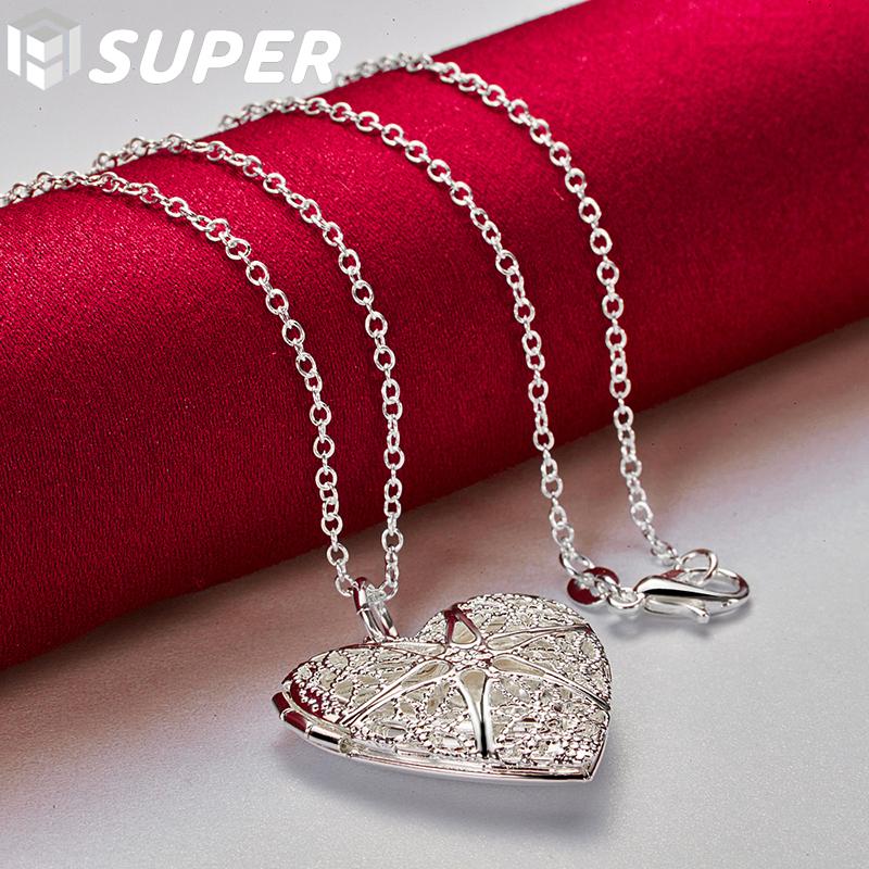925 Sterling Silver Photo Frame Pendant Necklace Jewelry