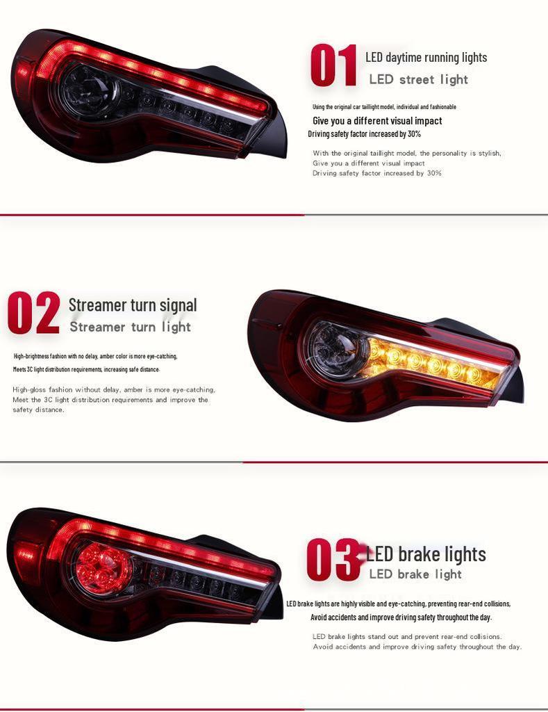 LED Sequential Taillight Assembly for Subaru BRZ & Toyota GT86 with Daytime Running and Brake Lights