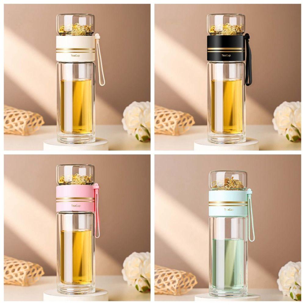 Round Mouth 450ML Tea Bottle Borosilicate Glass Handhold Portable Bottle  Business Gift