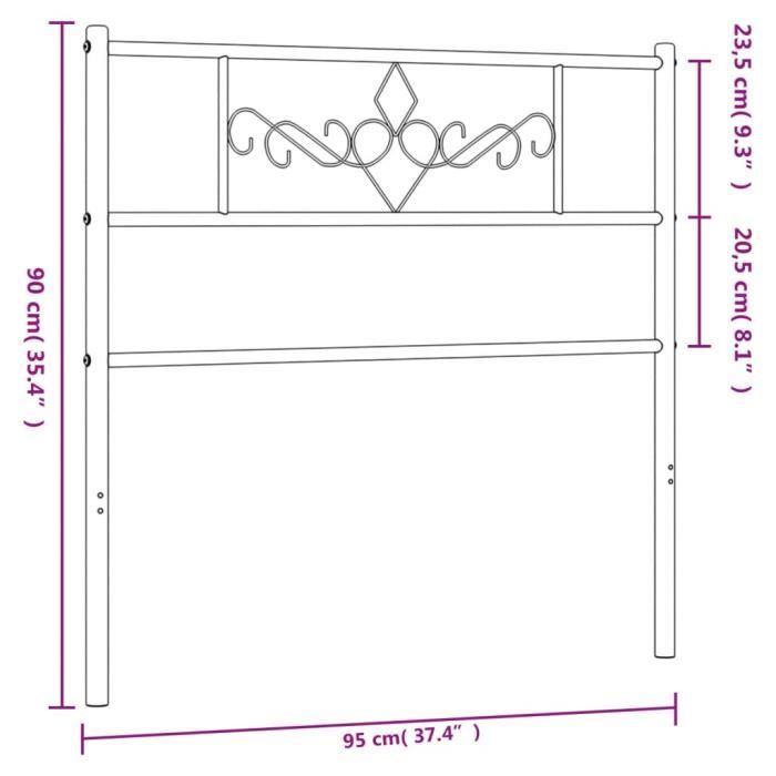 VidaXL Tête de lit métal noir 90 cm 355295