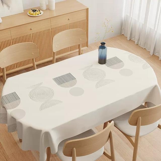

Бежевий, водонепроникний, стійкий до нафти накриття на столи ПВХ Овальні столи Тканина ПВХ Геометрична легко чиста кавова обідня скатертина Покривало для домашнього декору 100x160cm 1pcs